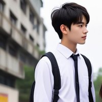 校服情侣头像真人一人一半 清新默契一对