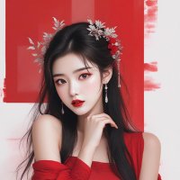红色高级感女生头像 穿红色衣服女人头像图片