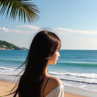 站在海边的女生头像 唯美海边侧脸女孩